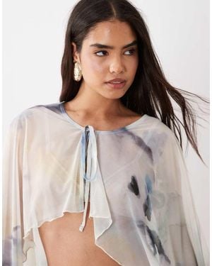 ASOS Printed Mesh Cape Top - Multicolour