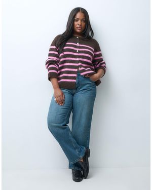 ONLY Nur curve strickjacke mit -rosa streifen - Blau