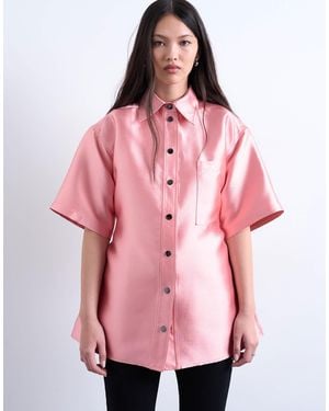 TOPSHOP Structured Taffeta Shirt - Pink