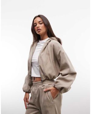 CERNUCCI Ottoman Hoodie Met Rits En Rib - Naturel
