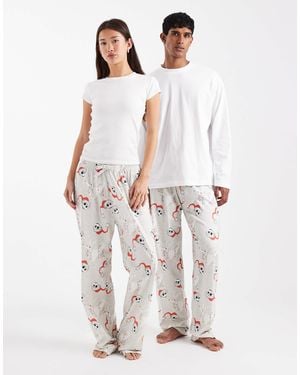 ASOS Lounge Bottoms With Disney's Nightmare Before Christmas Graphic - White