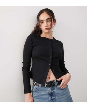 Collusion Cardigan A Maniche Lunghe Traforato - Nero