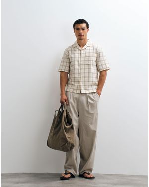 Mango Checked Short Sleeve Shirt - White