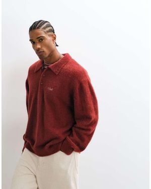 Colt MCR Colt Aegean Relaxed Fit Long Sleeve Knitted Polo Shirt - Red