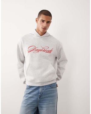 ASOS Oversized Boxy Hoodie With Embroidery Print - White
