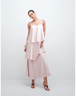 4th & Reckless Strappy Tiered Satin Cami Maxi Dress - Pink