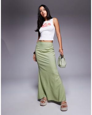 Princess Polly Sophia Linen-blend Column Maxi Skirt - Green