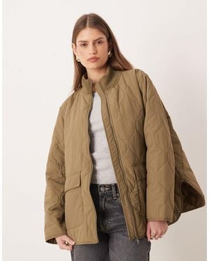 Jdy Oversized Quilted Jacket - Brown