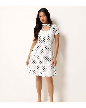 PixieGirl Petite Polka Dot Mini Dress - White