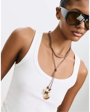 Stradivarius Koordketting Met Maan En Ster Goud - Wit