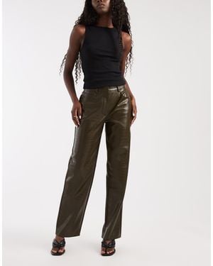 ASOS Relaxed Straight Leg Broek Van Imitatieleer - Zwart