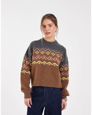 Levi's Charlotte pull en maille fair isle camel - Bleu