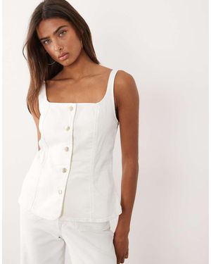 GOOD AMERICAN Denim Gilet Met Knopen Aan De Voorkant - Wit