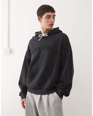 Collusion Boxy Hoodie With Drawstring And Appliqué Logo - Blue