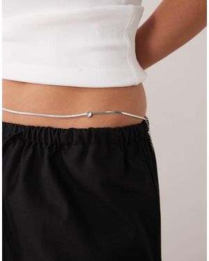 Mango Chain Belt With Diamante Accent - White