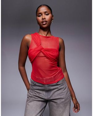 ASOS Mesh Layered Twist Vest Top
