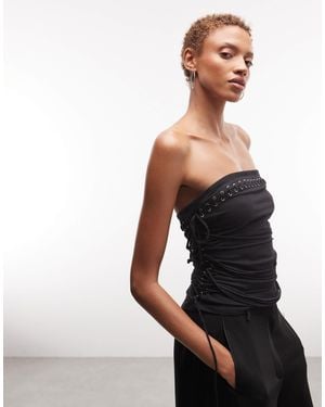 Weekday Festival Bandeau Top With Strap Detail - Black