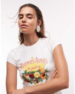 ASOS Baby Tee With Beaded Buenos Aires Fruit Graphic - White