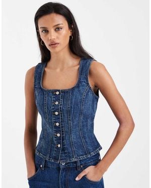 Levi's Gestructureerde Denim Top Met Vierkante Hals - Blauw