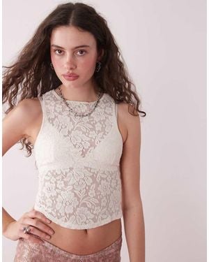 Motel Polovina Stretch Lace Vest Top - White