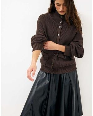 NA-KD Heavy Rib Pocket Detail Cardigan - Black