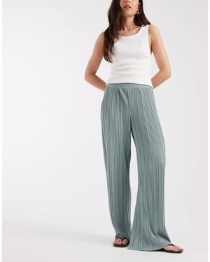 ONLY Plisse Wide Leg Pants - Blue