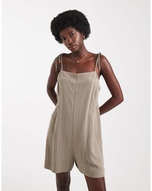 Miss Selfridge Linen Blend Tie Shoulder Playsuit - Multicolor