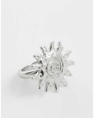 ASOS Anello Argentato Con Sole - Bianco
