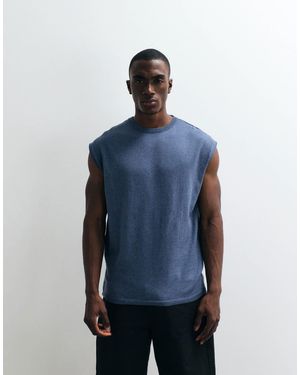 ASOS Oversized Knitted Crew Neck Singlet - Blue