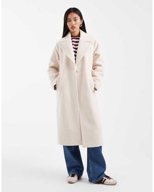 New Look Cappotto Elegante Testurizzato Color Crema - Bianco
