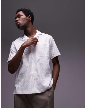 TOPMAN Camicia Bianca Testurizzata A Righe - Viola