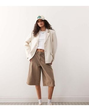 Collusion Oversized Woven Blazer With Cinch Back - Natural
