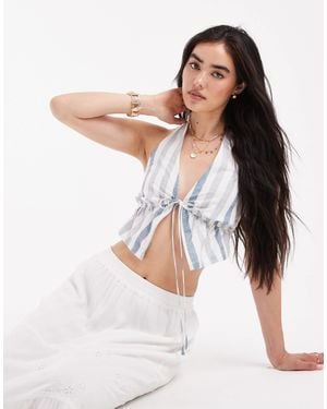 Wednesday's Girl Bold Stripe Halter Top - White