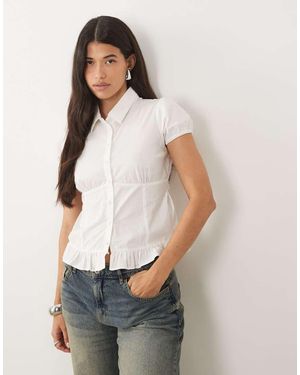 Motel Blusa Closie Con Mangas Abullonadas En - Blanco
