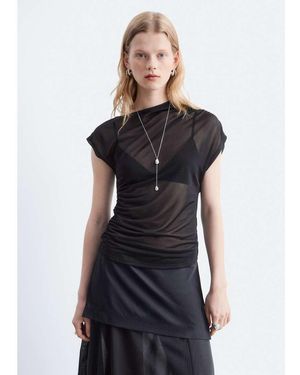 & Other Stories Sheer Asymetric Ruched One Shoulder Top - Blue
