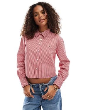 Tommy Hilfiger Crop Poplin Stripe Shirt - Red