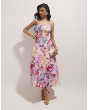 River Island Floral Print Midi Dress - Pink