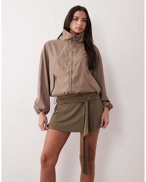 Motel Grecia Tie Mini Skirt - Brown