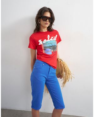 TOPSHOP Soleil Graphic Boxy Tee - Blue