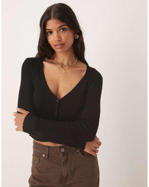Glamorous Long Sleeve Crop Cardigan - Black