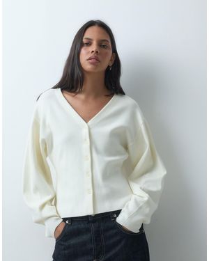 ASOS V Neck Structured Cardigan - White