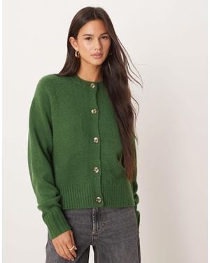 Threadbare Crew Neck Cardigan - Green