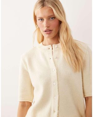 ASOS Lightweight Relaxed Short Sleeve Cardigan - Natural