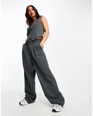 Vero Moda Tailored Wide Leg Dad Trousers - Grey