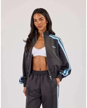 CERNUCCI Taping Cropped Funnel Neck Jacket - Blue