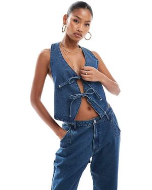 Aria Cove Chaleco Vaquero Con Detalle De Lazada De (Parte De Un Conjunto) - Azul