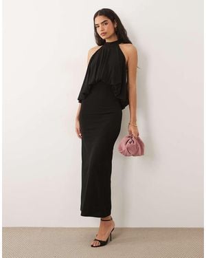 TFNC London Vestido Largo Ceñido Con Espalda Al Aire Y Cuello Halter - Neutro
