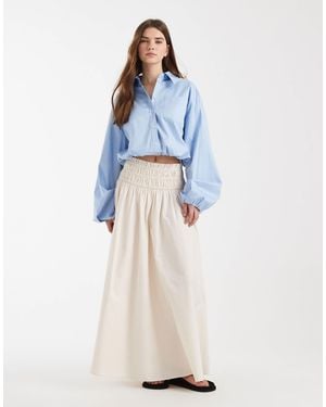 ASOS Shirred Waist Detail Maxi Skirt - Blue