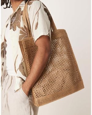 ASOS Cabas tressé en paille - camel - Marron