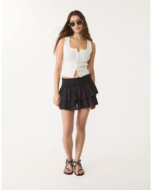 Stradivarius Jupe-short fluide à volants - Neutre
